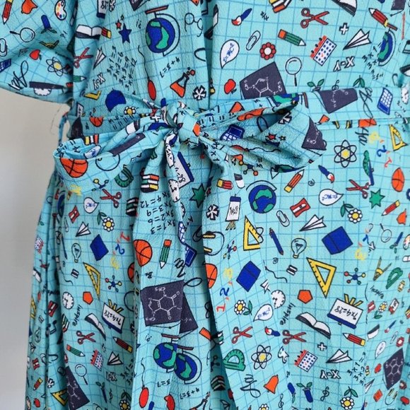 Lorraine LPD Multicolour Teacher Print Shift Dress with Belt Size 14 - Picture 7 of 10